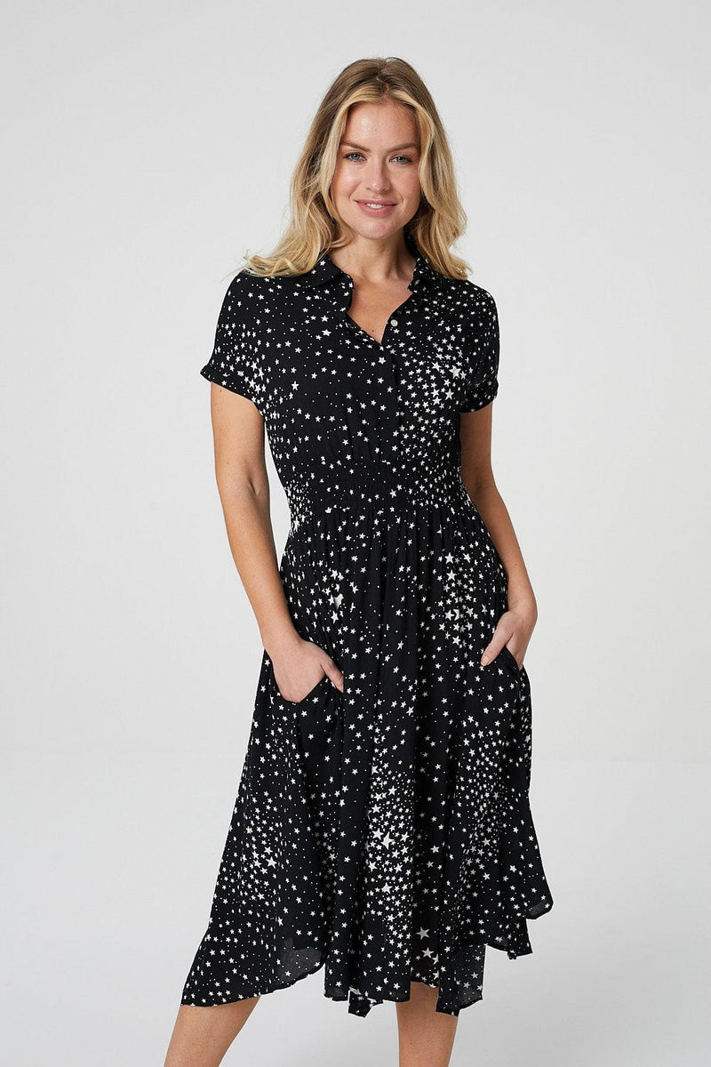 Star Print Midi Shirt Dress | Izabel London